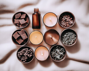 Aromatic Candles and Ingredients for Relaxation and Wellness