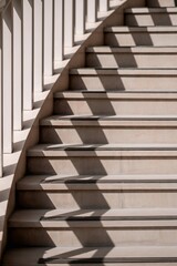 Fototapeta premium Curved staircase in afternoon sunlight with geometric rhythm