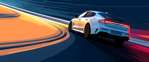Fototapeta premium fast moving car on road