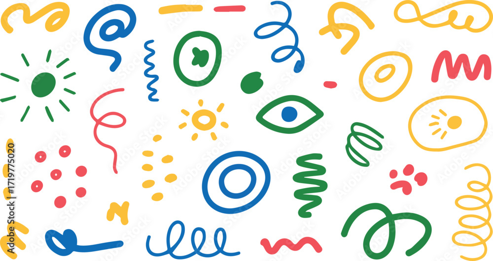Poster vector art of colorful doodles create a playful and whimsical design
