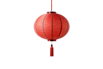 Obraz premium Red spherical paper lantern with decorative patterns and hanging tassel, traditional Chinese festival decoration, isolated on a transparent background