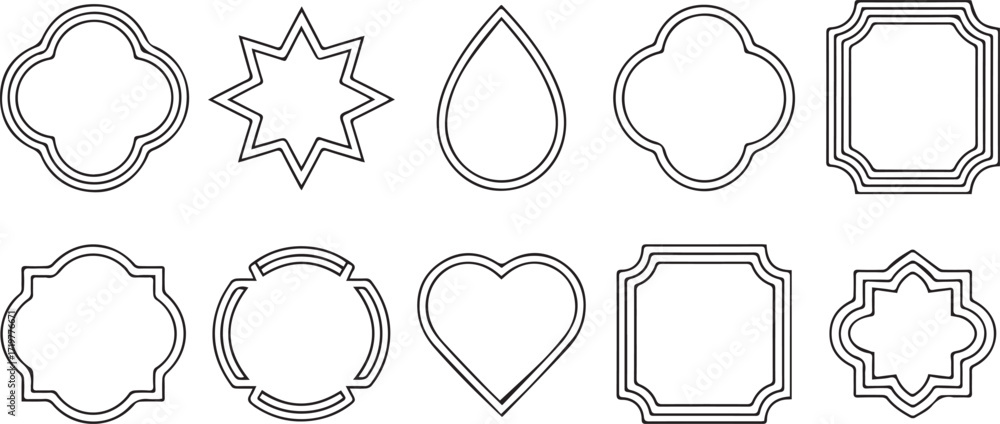 Poster vector art of collection of decorative frames with elegant design