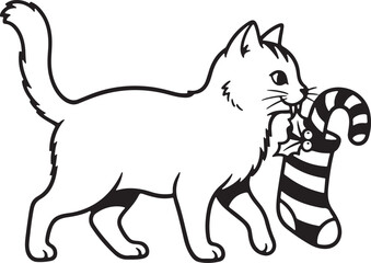 Christmas Cat Vector Clipart