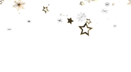 Elegant winter design with gold stars and snowflakes. Perfect for holidays, celebrations, and winter themes.