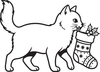 Christmas Cat Vector Clipart