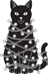 Christmas Cat Vector Clipart