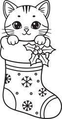 Christmas Cat Vector Clipart