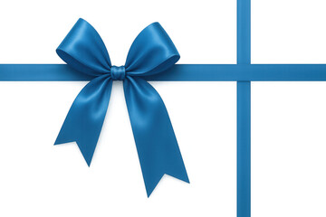 Blue satin bow with ribbon for gift wrapping, celebrating holidays, birthdays, and special occasions