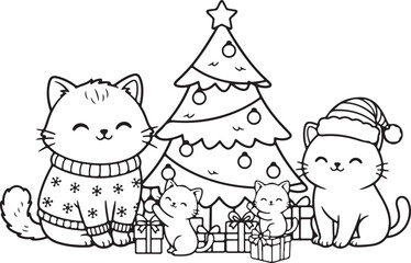 Christmas Cat Vector Clipart