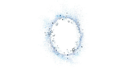 Sparkling blue glitter and stars create a beautiful circular frame, perfect for adding a touch of magic to your designs. Ideal for invitations, cards, and more. © vegefox.com