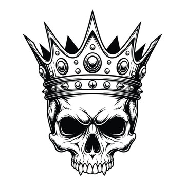 Vector art of skull with a crown