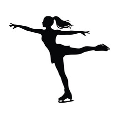 PrintFigure Skating Silhouette of a Young Woman Performing a Beautiful Graceful Pose