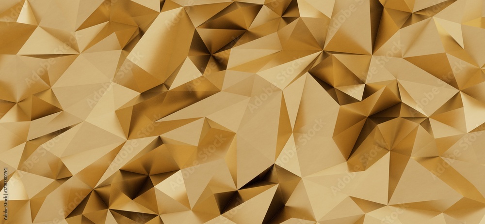 Poster high-resolution image of an abstract gold geometric background with triangular shapes. ideal for lux