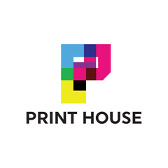 Fototapeta premium printing house logo, photocopies, Digital printing logo design, Logo for print shop polygraph and print factory, cmyk,rgb, CMYK designs 