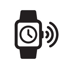 Black silhouette of a smartwatch displaying time with wireless signal icon