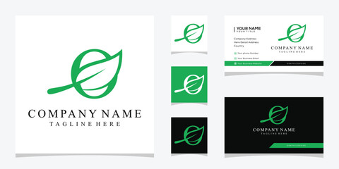 Initial letter o green leaves logo design, serif font typography text graphic icon vector