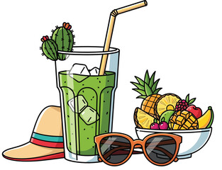 Refreshing Cactus Juice Scene with Summer Props