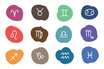 zodiac sign horoscope set isolated vector illustration