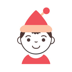 Illustration of a cute boy wearing a christmas hat, conveying the festive spirit of the holiday season