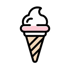 Vector art of strawberry ice cream cone, a delightful and colorful dessert, perfect for satisfying your sweet tooth and enjoying summer