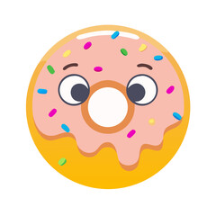 Fototapeta premium Vector art of cute donut with pink icing and colorful sprinkles, a delightful treat with a sweet and playful design