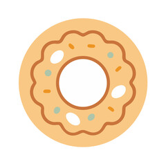 Vector art of cute donut with simple sprinkles perfect for foodrelated designs, sweet treat for breakfast or dessert