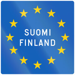 Road sign in Finland - National border sign