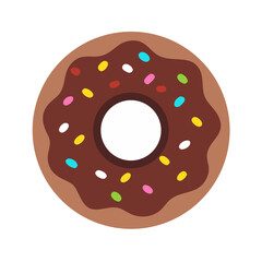 Vector art of a delicious chocolate donut with colorful sprinkles, a sweet treat for any occasion, perfect for a quick snack or dessert