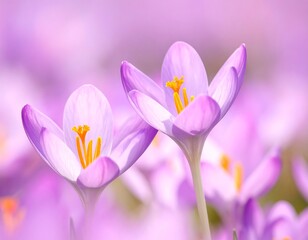 Fototapeta premium Close-up of delicate purple crocuses