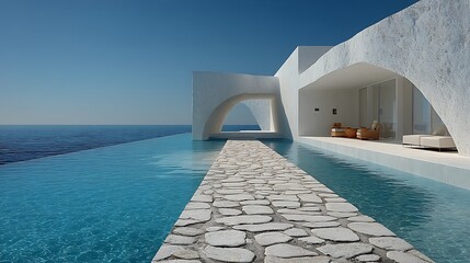 Luxury seaside architecture white stone design high resolution image