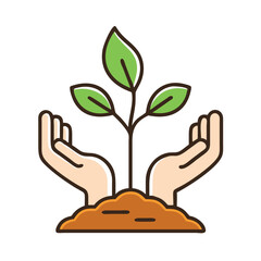 Vector art of support the environment with this hand and plant icon, symbolizing growth, nature, sustainability, and environmental care