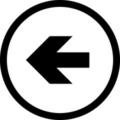 Left arrow symbol inside circle. Navigation and direction minimal icon. Vector
