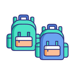 Vector art of two backpacks, symbolizing adventure and readiness, ideal for school, travel, or outdoor activities, a musthave accessory