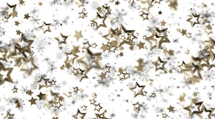 Sparkling gold stars and snowflakes on white. Perfect for holiday designs, cards, and more!