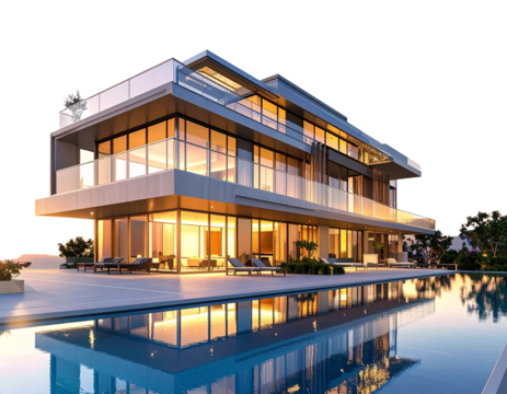 Ultra-detailed 8K PNG of a sleek high-rise condo building featuring wraparound balcon 440327