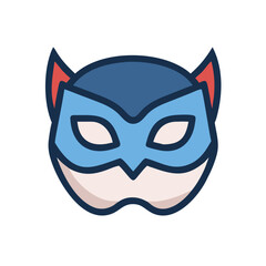 Vector art of superhero mask with bat ears, celebrating carnival and costume party, vector illustration