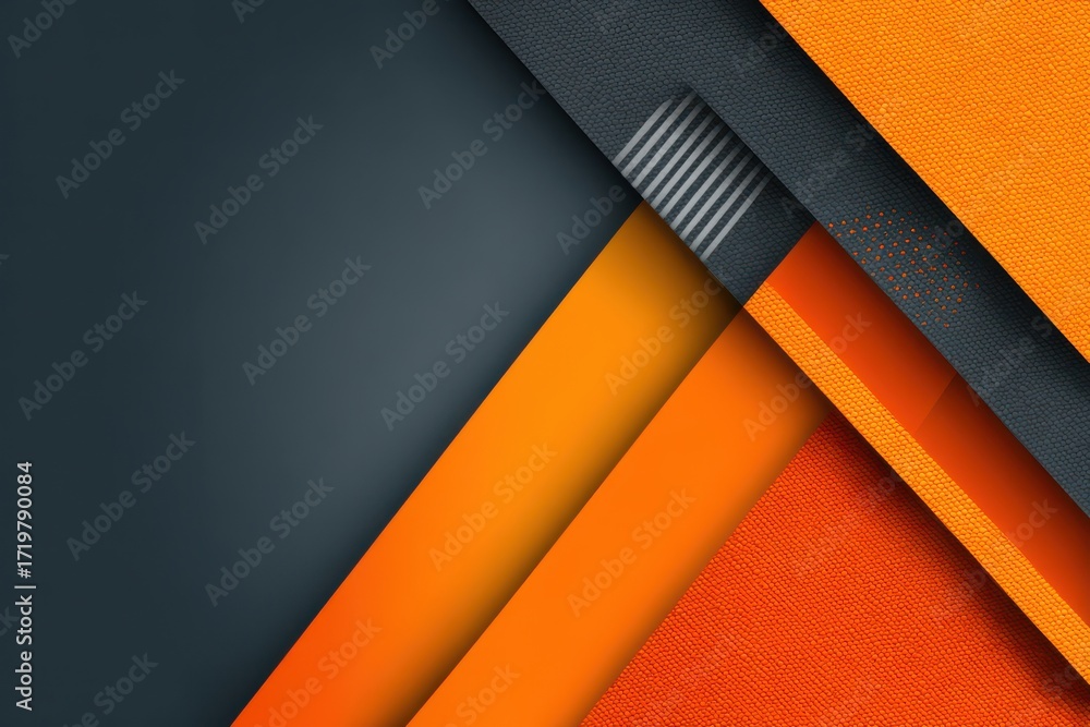 Poster abstract design with overlapping orange and gray layers and textures