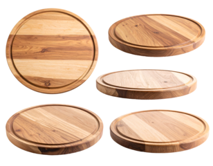 A collection of beautifully crafted wooden serving boards showcasing natural grain patterns and textures.