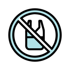 Vector art of icon depicting the prohibition of plastic bags, symbolizing environmental protection and the fight against pollution