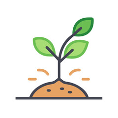 Vector art of a small green seedling sprouting from the earth, symbolizing growth and new beginnings