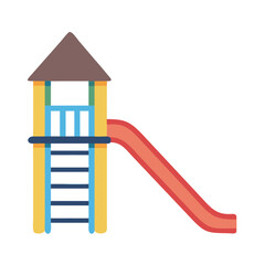 Vector art of colorful childrens playground slide with ladder and roof