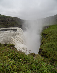 waterfall  Gullfoss and river Hvítá in Iceland