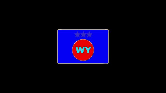 Wyoming USA States map circle in text WY emblem. 3 star lopping this video.