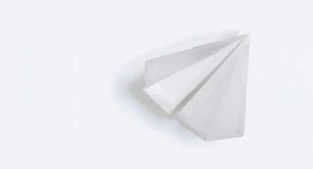 A paper airplane folded neatly with crisp edges clean lines and realistic shadow effect on plain white background