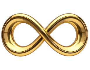 A shiny golden infinity symbol representing endless possibilities and eternal connections in a modern design.