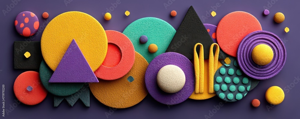 Poster colorful geometric abstract design with textured shapes and dynamic composition
