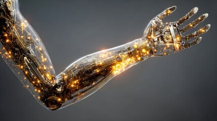 glowing robotic arm and hand