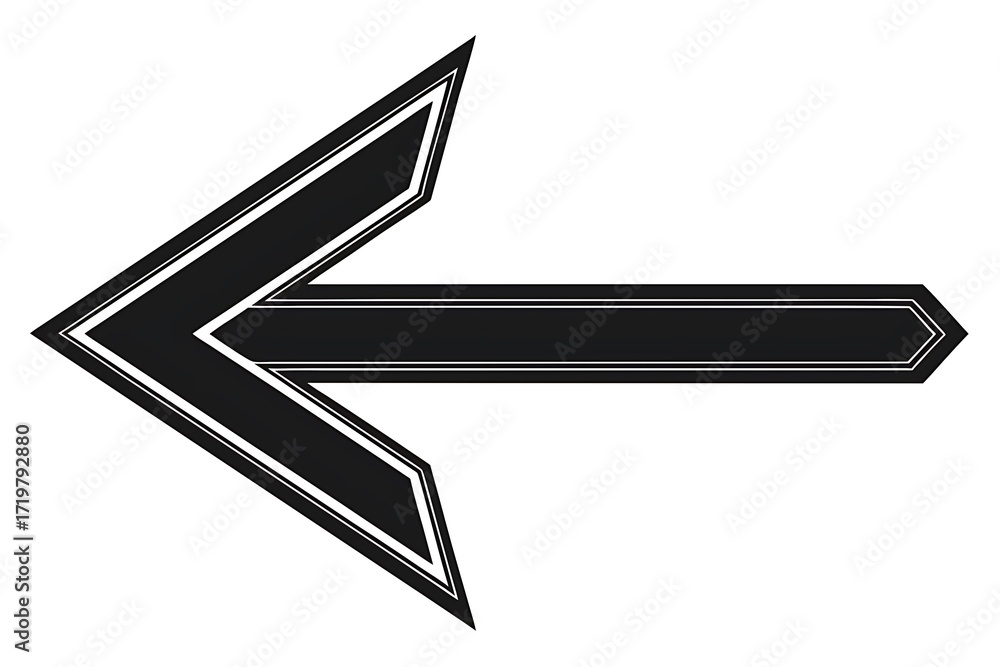 Wall mural bold black leftward pointing arrow shape directional symbol for navigation and guidance