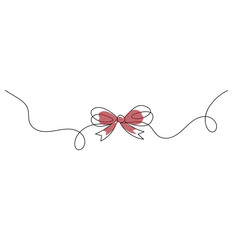 Ribbon  tied bow icon   continuous one line drawing of outline vector illustration