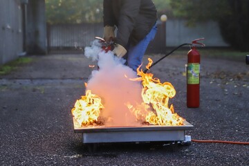 corporate safety - exercise during a firefighting course